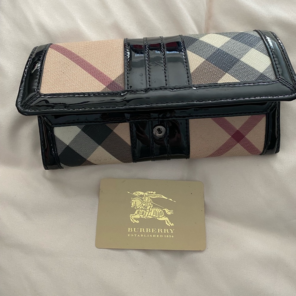Burberry Plaid Wallet with Black Trim